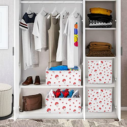 susiyo Mushroom Pattern Fabric Storage Bin Organizer 11 inch Collapsible Storage Cube for Shelf Closet