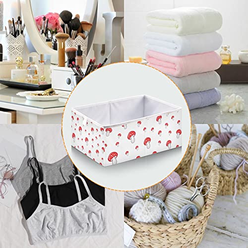 susiyo Mushroom Pattern Fabric Storage Bin Organizer 11 inch Collapsible Storage Cube for Shelf Closet