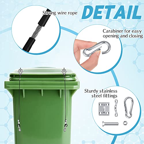 4 Pack Trash Can Lid Lock Trash Can Locks for Animals Stop from Rummaging Metal Universal Trash Can Lock for Outdoor Garbage Can Bear Proof Security Universal Lid Lock Nylon Coated Steel Wire Rope