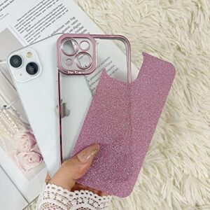 Fycyko Compatible with iPhone 14 Case Glitter Luxury Cute Flexible Bling Cover Camera Protection Shockproof Phone Case for Women Girl Men Design for iPhone 14 6.1'' Pink