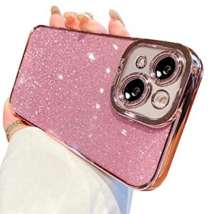 fycyko compatible with iphone 14 case glitter luxury cute flexible bling cover camera protection shockproof phone case for women girl men design for iphone 14 6.1'' pink