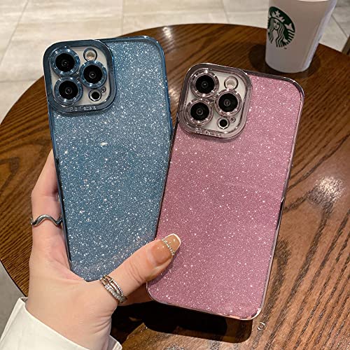 Fycyko Compatible with iPhone 14 Case Glitter Luxury Cute Flexible Bling Cover Camera Protection Shockproof Phone Case for Women Girl Men Design for iPhone 14 6.1'' Pink