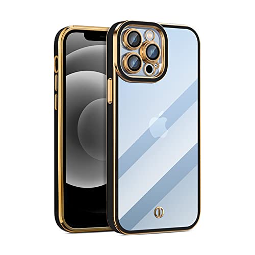 zonyee [𝟮𝟬𝟮𝟮 𝗡𝗘𝗪] iPhone 13 Pro Clear Case, Soft TPU Plating Edge Case for iPhone 13 Pro Shockproof Full Reinforced Camera Protection Electroplated Case Cover 6.1 inch (Black)