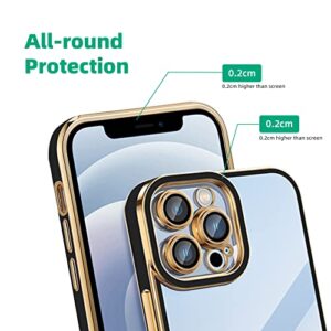 zonyee [𝟮𝟬𝟮𝟮 𝗡𝗘𝗪] iPhone 13 Pro Clear Case, Soft TPU Plating Edge Case for iPhone 13 Pro Shockproof Full Reinforced Camera Protection Electroplated Case Cover 6.1 inch (Black)