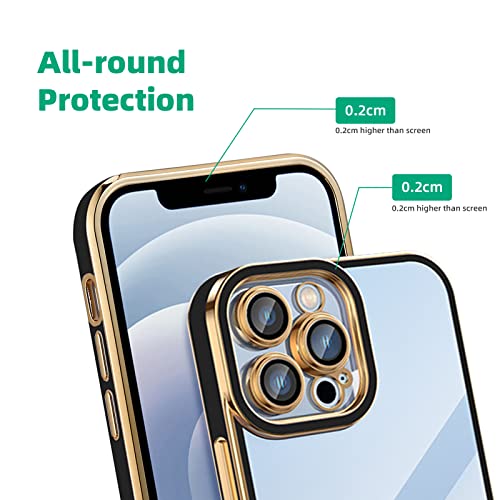 zonyee [𝟮𝟬𝟮𝟮 𝗡𝗘𝗪] iPhone 13 Pro Clear Case, Soft TPU Plating Edge Case for iPhone 13 Pro Shockproof Full Reinforced Camera Protection Electroplated Case Cover 6.1 inch (Black)