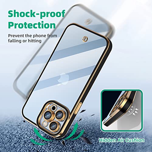 zonyee [𝟮𝟬𝟮𝟮 𝗡𝗘𝗪] iPhone 13 Pro Clear Case, Soft TPU Plating Edge Case for iPhone 13 Pro Shockproof Full Reinforced Camera Protection Electroplated Case Cover 6.1 inch (Black)