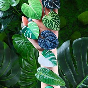 8 Pcs Leaves Phone Holder Green Plant Cell Phone Grip Holder Monstera Philodendron Anthurium Phone Sockets Cute Phone Finger Collapsible Expanding Kickstand Holder for Smartphone and Tablets