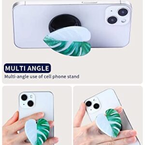 8 Pcs Leaves Phone Holder Green Plant Cell Phone Grip Holder Monstera Philodendron Anthurium Phone Sockets Cute Phone Finger Collapsible Expanding Kickstand Holder for Smartphone and Tablets