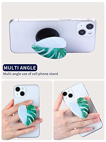 8 Pcs Leaves Phone Holder Green Plant Cell Phone Grip Holder Monstera Philodendron Anthurium Phone Sockets Cute Phone Finger Collapsible Expanding Kickstand Holder for Smartphone and Tablets