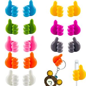 16pcs self adhesive thumb hook, silicone thumbs up wall hook creative thumbs up shape wall hook, multifunctional thumb hook holder cable clip organizer key hook wall hangers for home office bedroom