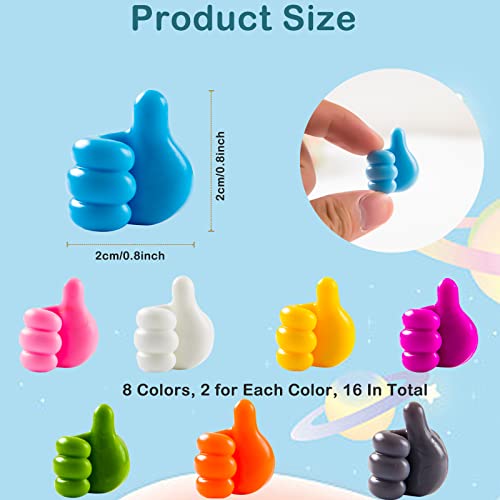 16PCS Self Adhesive Thumb Hook, Silicone Thumbs Up Wall Hook Creative Thumbs Up Shape Wall Hook, Multifunctional Thumb Hook Holder Cable Clip Organizer Key Hook Wall Hangers for Home Office Bedroom