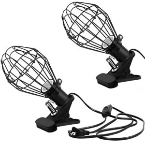 2 pcs heat lamp stand flexible clamp lamp fixture adjustable heating reptile lamp stand 360 degree reptile light lamp holder with clip for aquarium, aquatic, chicken, bulb not included