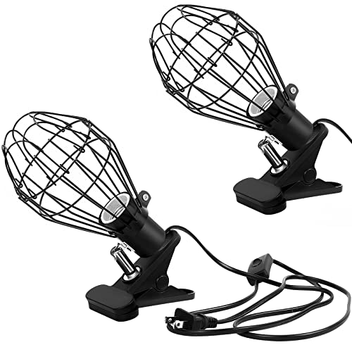 2 Pcs Heat Lamp Stand Flexible Clamp Lamp Fixture Adjustable Heating Reptile Lamp Stand 360 Degree Reptile Light Lamp Holder with Clip for Aquarium, Aquatic, Chicken, Bulb Not Included