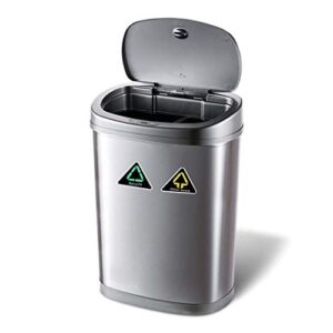 wxxgy waste bins,trash can 42l separation recycling bin stainless steel garbage bin powered by batteries for kitchen living room