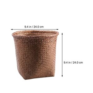 Toyvian Kitchen Rubbish Box Woven Basket Trash Can， 1Pc Rattan Storage Basket Wastebasket Garbage Bin for Home Bathroom Kitchens Office- 24X24X24CM Bedroom Wastebasket