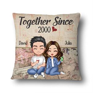 zuhause together since husband wife custom pillow - personalized couples anniversary pillow customized gifts for lovers, multi 4