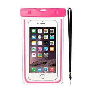 heighten beauty - water resistant universal phone holder pouch - underwater transparent dry bag with lanyard - compatible up to 7” mobiles for skiing, surfing, diving, water activities - pink
