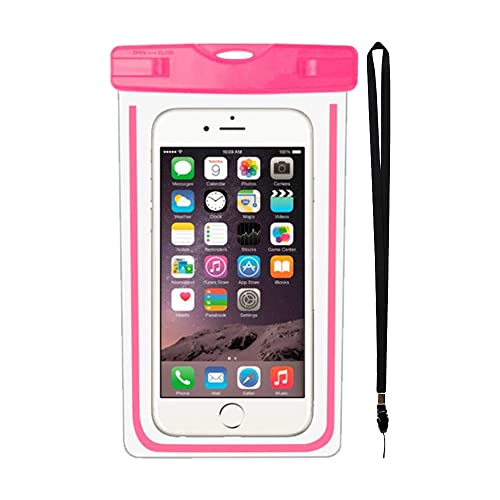 Heighten Beauty - Water Resistant Universal Phone Holder Pouch - Underwater Transparent Dry Bag with Lanyard - Compatible Up to 7” Mobiles for Skiing, Surfing, Diving, Water Activities - Pink