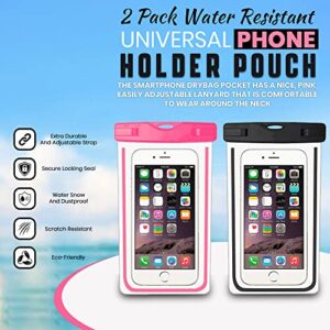 Heighten Beauty - Water Resistant Universal Phone Holder Pouch - Underwater Transparent Dry Bag with Lanyard - Compatible Up to 7” Mobiles for Skiing, Surfing, Diving, Water Activities - Pink