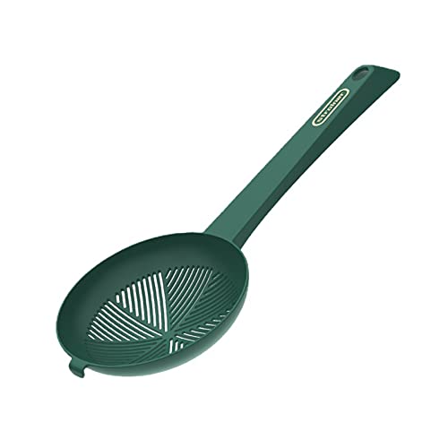 Worparsen Strainer Ladle Plastic Good Grip Colander Spoon Draining Flexible Green