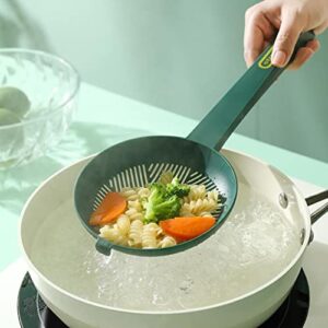 Worparsen Strainer Ladle Plastic Good Grip Colander Spoon Draining Flexible Green