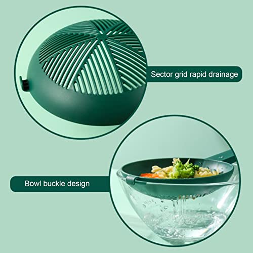 Worparsen Strainer Ladle Plastic Good Grip Colander Spoon Draining Flexible Green