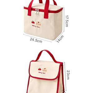 LaurelTree Aesthetic Kawaii Cute Lunch Bag Box Insulated Leakproof Waterproof Durable for Women Girls Kids Office School (Bear-Bucket)