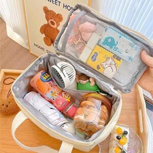 LaurelTree Aesthetic Kawaii Cute Lunch Bag Box Insulated Leakproof Waterproof Durable for Women Girls Kids Office School (Bear-Bucket)