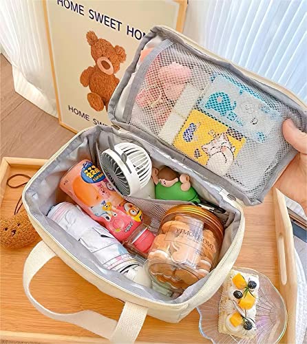 LaurelTree Aesthetic Kawaii Cute Lunch Bag Box Insulated Leakproof Waterproof Durable for Women Girls Kids Office School (Bear-Bucket)