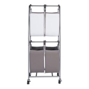 2 Tier Vertical Rolling Laundry Cart by Neatfreak! - Rolling Storage Cart On Wheels With 4 x Tote Hampers For Laundry, Towels, Blankets & Bathroom Organization - Quad Laundry Sorter