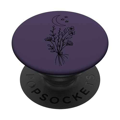 Dark Purple - Boho Moon Wildflower Floral PopSockets Standard PopGrip