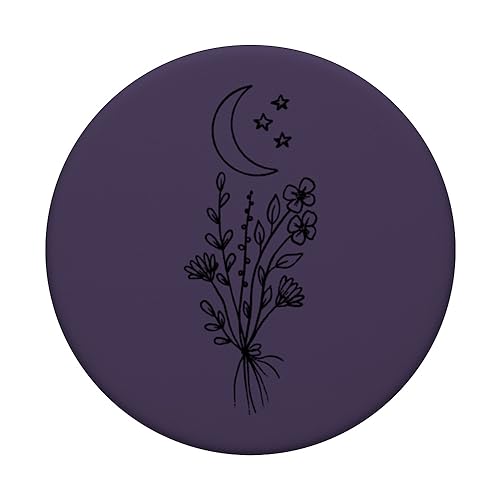 Dark Purple - Boho Moon Wildflower Floral PopSockets Standard PopGrip