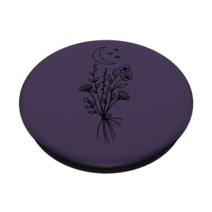 Dark Purple - Boho Moon Wildflower Floral PopSockets Standard PopGrip