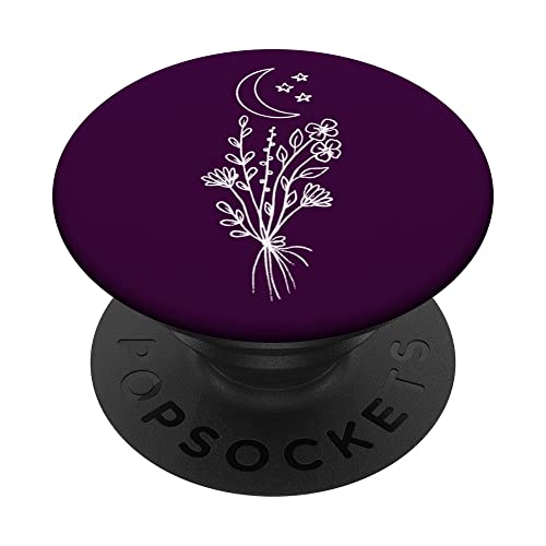 Eggplant Dark Purple - Boho Moon Wildflower Floral PopSockets Swappable PopGrip