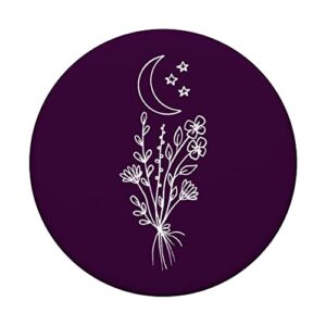 Eggplant Dark Purple - Boho Moon Wildflower Floral PopSockets Swappable PopGrip