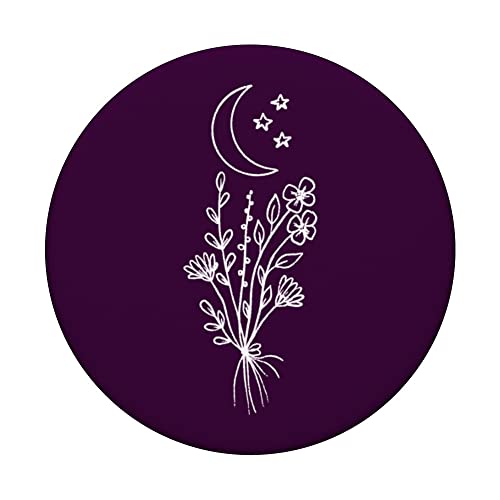 Eggplant Dark Purple - Boho Moon Wildflower Floral PopSockets Swappable PopGrip