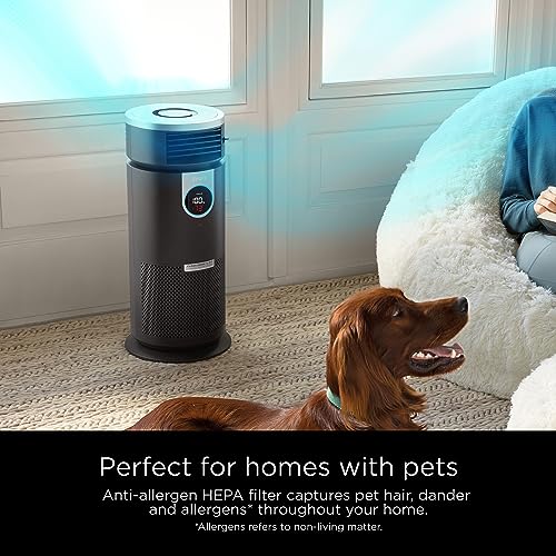 Shark HC452 3-in-1 Clean Sense Air Purifier, Heater & Fan, HEPA Filter, 500 Sq Ft, Oscillating, Small Room, Bedroom, Office, Captures 99.98% of Particles for Clean Air, Dust, Smoke & Allergens, Grey