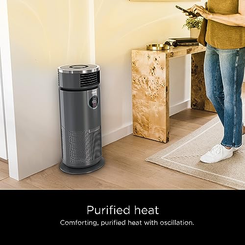 Shark HC452 3-in-1 Clean Sense Air Purifier, Heater & Fan, HEPA Filter, 500 Sq Ft, Oscillating, Small Room, Bedroom, Office, Captures 99.98% of Particles for Clean Air, Dust, Smoke & Allergens, Grey