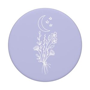 Purple-Lavender - Boho Moon Wildflower Floral PopSockets Swappable PopGrip