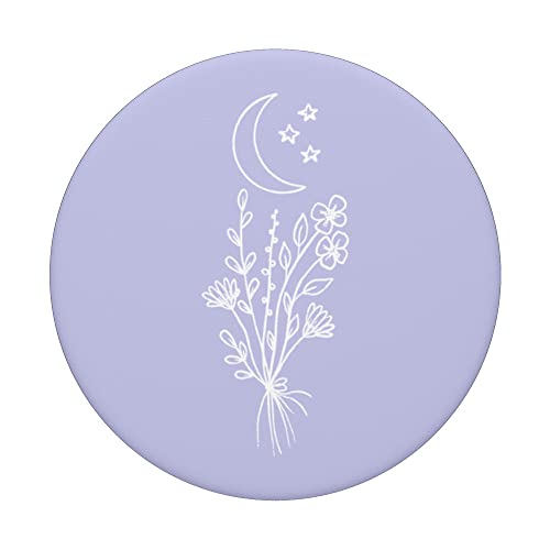 Purple-Lavender - Boho Moon Wildflower Floral PopSockets Swappable PopGrip