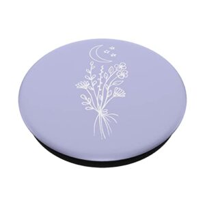 Purple-Lavender - Boho Moon Wildflower Floral PopSockets Swappable PopGrip