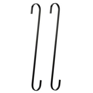 luoqiufa 12 inch extra large s shaped hooks, heavy duty long s hooks for hanging plant extension hooks for kitchenware,utensils,pergola,closet,flower basket,garden,indoor outdoor uses(black2 pack)