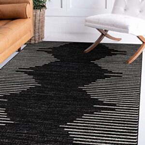 Rugshop Bohemian Stripe Stain Resistant High Traffic Living Room Kitchen Bedroom Dining Home Office Area Rug 5'x7' Black