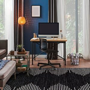 Rugshop Bohemian Stripe Stain Resistant High Traffic Living Room Kitchen Bedroom Dining Home Office Area Rug 5'x7' Black