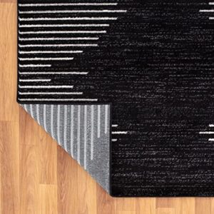 Rugshop Bohemian Stripe Stain Resistant High Traffic Living Room Kitchen Bedroom Dining Home Office Area Rug 5'x7' Black