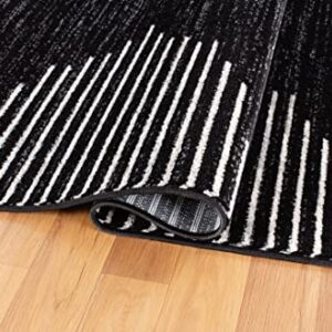 Rugshop Bohemian Stripe Stain Resistant High Traffic Living Room Kitchen Bedroom Dining Home Office Area Rug 5'x7' Black