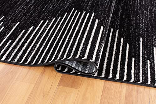 Rugshop Bohemian Stripe Stain Resistant High Traffic Living Room Kitchen Bedroom Dining Home Office Area Rug 5'x7' Black