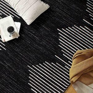 Rugshop Bohemian Stripe Stain Resistant High Traffic Living Room Kitchen Bedroom Dining Home Office Area Rug 5'x7' Black