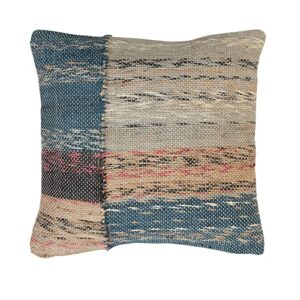 creative co-op creative co-op woven jute and cotton pillow, multicolor