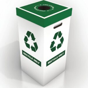 *New* One Earth ''Recycle ONLY'' Printed Cardboard Box Set: Box + Lid + Trash Bag Set (Recycle Only Print), Quantity = 10 Sets,Green